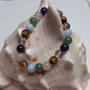 Multicolor Genuine Gemstones Bracelet 6.5"